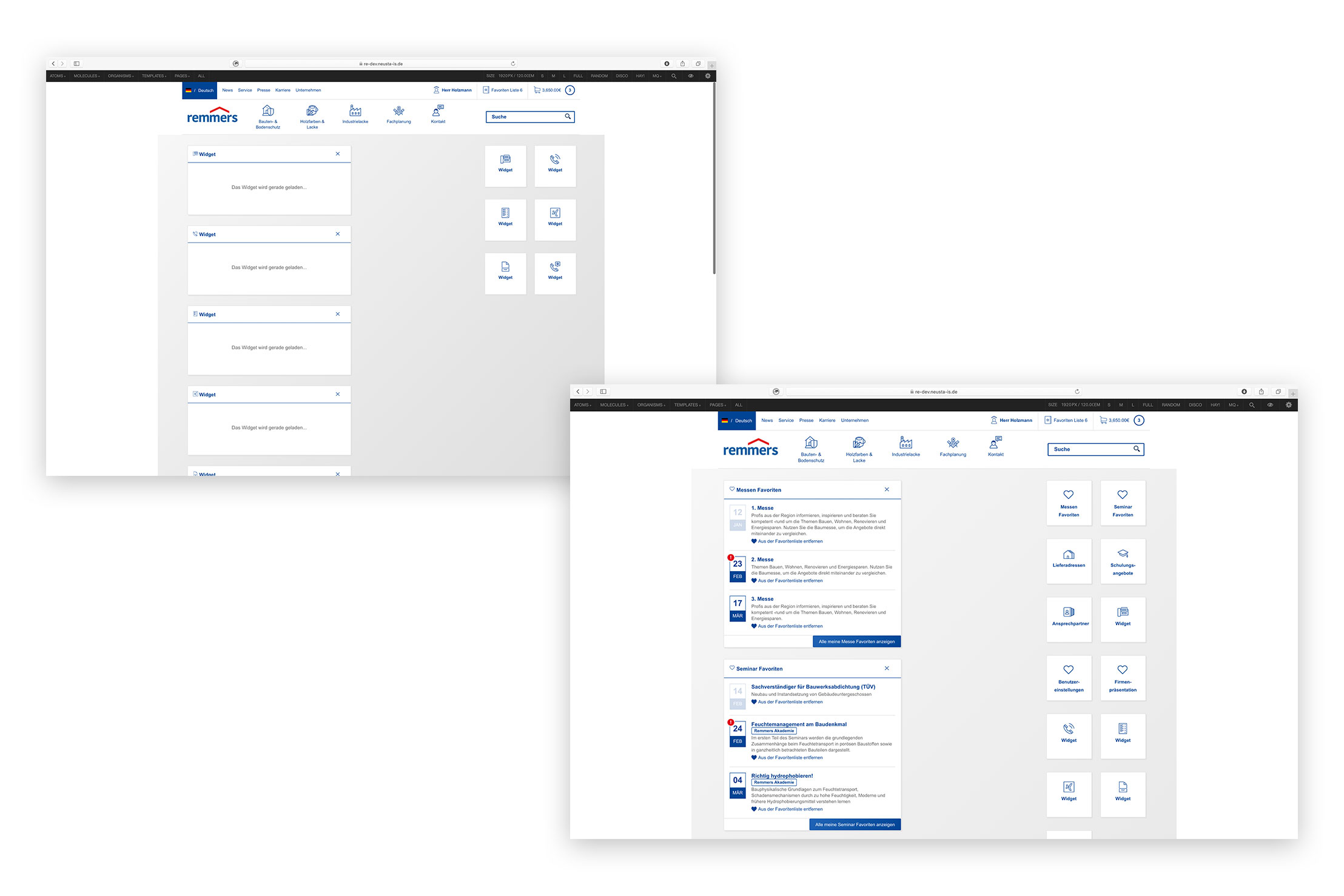 Eine Ansicht des Patternlabs für Remmers.